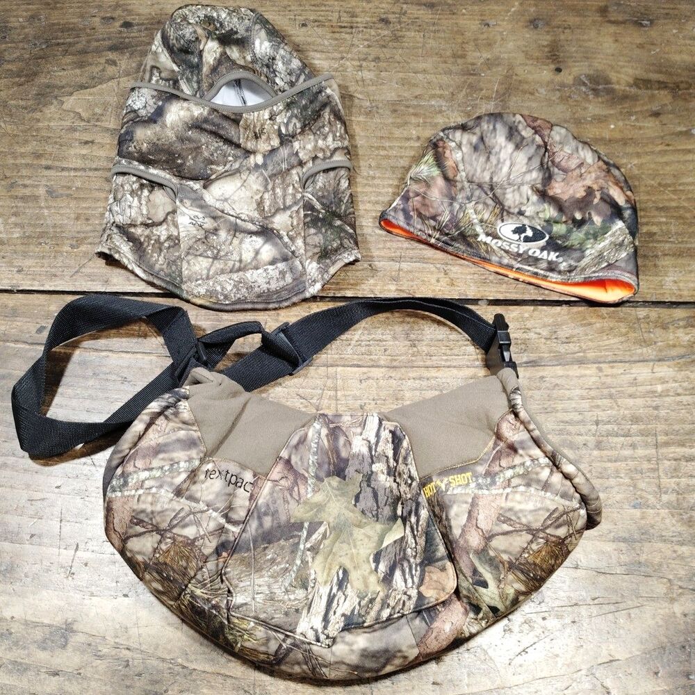 Hot Shot Textpac Camouflage Thermal Hand Warmer Hunting Mossy Oak Hat Face Cover